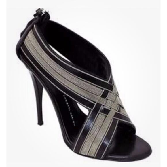 GIUSEPPE ZANOTTI SHOES sandal black silver CRISS CROSS TAZ TAM VERNICE 38 8 - Picture 5 of 6